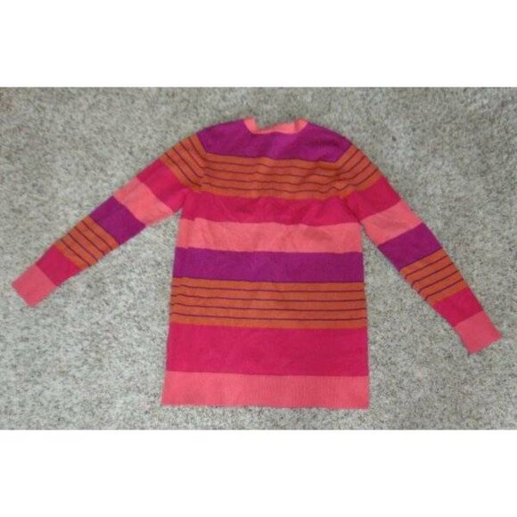 Womens Liz Claiborne Cardigan Sweater Small Pink Stripe Button Front Long Sleeve - Picture 5 of 5
